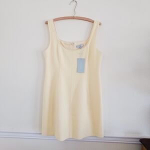 🏷Antonio Melani Macy Tweed Beaded Scoop Neck Mini A-Line Dress Butter Color NEW